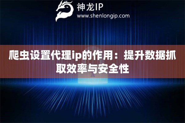 爬蟲設(shè)置代理ip的作用：提升數(shù)據(jù)抓取效率與安全性