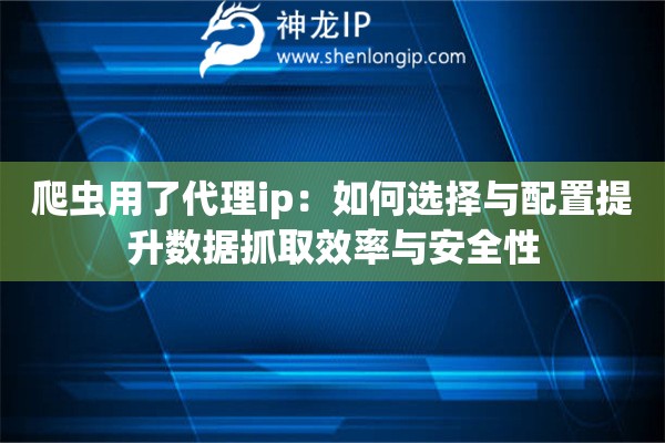 爬蟲用了代理ip：如何選擇與配置提升數據抓取效率與安全性